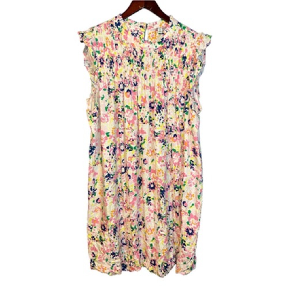 Crown Ivy Plus Size Tunic Top 2x Colorful Empire Waist Ruched Ruffle Sleeve Twee